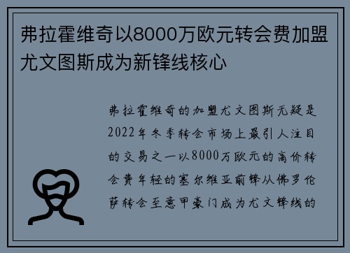 弗拉霍维奇以8000万欧元转会费加盟尤文图斯成为新锋线核心